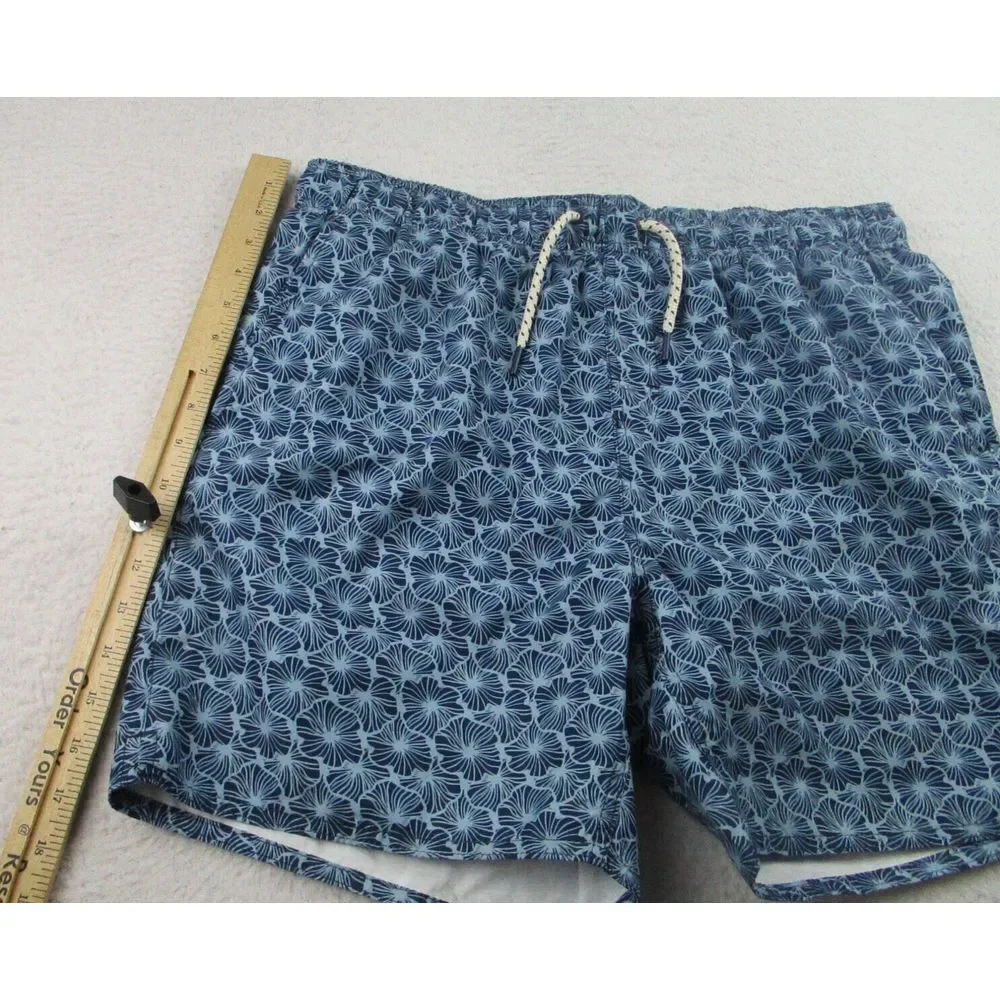Laguna Swim Trunks Mens Large Blue Hibiscus‎ Floral All Over Print Beach Shorts